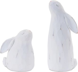 Melrose International Carved Bunny Figurine (Set of 4) - White, Pink