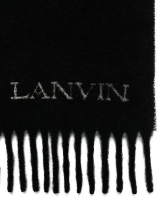 Lanvin logo fringed scarf - Black