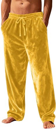 Generic Mens Plush Pajama Pants Winter Warm Trousers Fluffy Soft Fleece Sleep Pant Plain Lounge Pjs Bottoms with Pockets Loose Fit Joggers Tracksuit Bottoms f