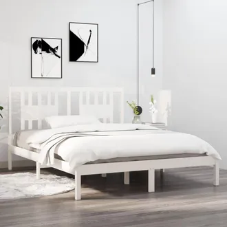 vidaXL Vidaxl - Estructura De Cama De Madera Maciza De Pino Blanco 140x200 Cm