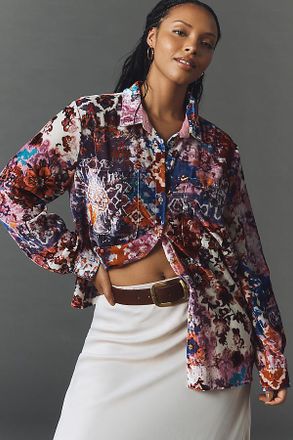 Pilcro The Hadley Velvet Relaxed Buttondown Shirt by Pilcro