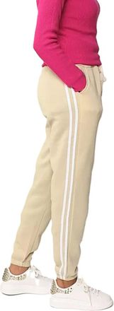 Generic Want Clothing Womens Ladies Side Stripe Joggers Bottoms Elasticated Hem Side Pocket Double Striped Casual Look Lounge Pants (UK, Alpha, L, XL, Regular