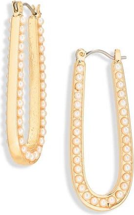 Cara Faux Pearl Oval Hoop Earrings at Nordstrom Rack
