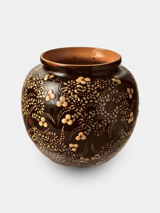 Poterie d'&Eacute;vires Flowers Hand-Painted Ceramic Vase (7in/18cm)