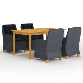 vidaXL Juego De Comedor Para Jard&iacute;n De 5 Piezas Gris Oscuro Vidaxl