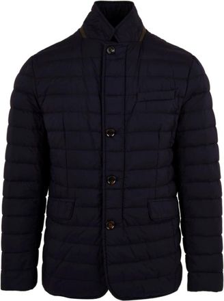 Moorer Gewatteerde Leren Jas - Heren - Winterjassen - Blauw - S - Jassen