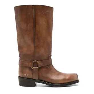 Golden Goose Biker Square Distressed Leather Upper With Strap AND Accessory - female - Golden Goose - Cowboy & Biker Boots - Brown - 3 UK - Shoes