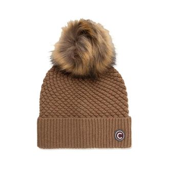 Colmar Geribbelde muts met pompon - Dames - Sport - Bruin - Maat: ONE Size Wol