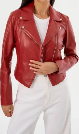 LaMarque Pascale Faux Leather Jacket In Crimson