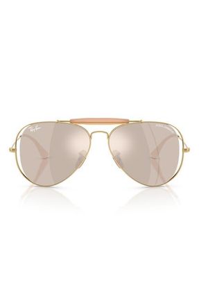 Ray-Ban Outdoorsman 53mm Mirrored Pilot Sunglasses in Arista /Clear White Gold at Nordstrom