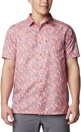 Columbia Super Slack Tide Camp Shirt Mens Red Short Sleeve Button Up FTS897