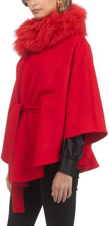 Gorski Wool Belted Cape in Red at Nordstrom