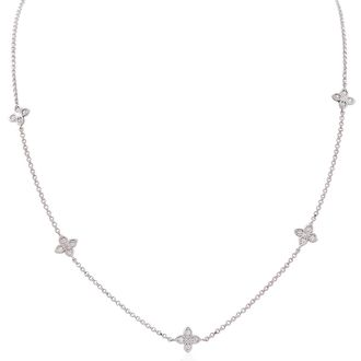 Roberto Coin 18K White Gold Love by The Inch 5 Station Flower Necklace - 7773286Aw17x