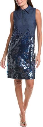 Teri Jon by Rickie Freeman Teri Jon By Rickie Freeman Denim Paillette Trim Shift Shirtdress
