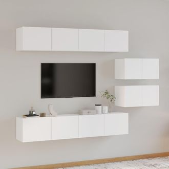 vidaXL Set De Muebles Para Tv 6 Piezas Madera Contrachapada Blanco Vidaxl