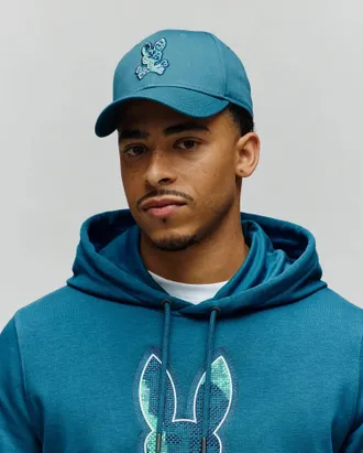 Psycho Bunny Mens Olivier Baseball Cap 406 MALLARD BLUE / O/S