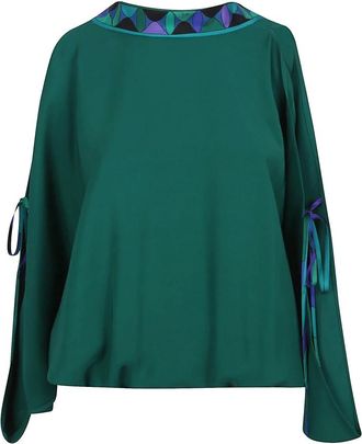 Pucci Overhemden, Dames, Groen, S, Blouse met blote schouders