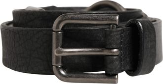 Dolce & Gabbana Men Black Calfskin Leather Metal Buckle Mens Belt