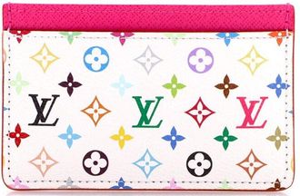 Louis Vuitton White Monogram Multicolor & Leather X Takashi Murakami Card Holder (Authentic Pre-Loved)