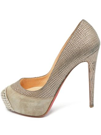 Christian Louboutin maggie leather platform pumps - women - Calf Leather/Calf Leather/Calf Leather - 37 - Grey
