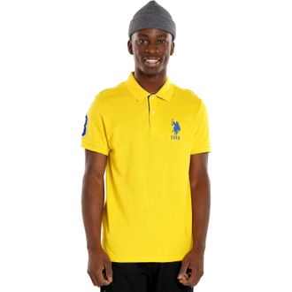U.S.Polo Association U. S. Polo Assn. Polo Shirt Mens Yellow Slim Fit Short Sleeve Golf JDM2465