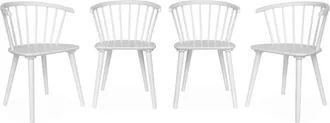Sweeek Silla de bar de madera, set de 4, blanco