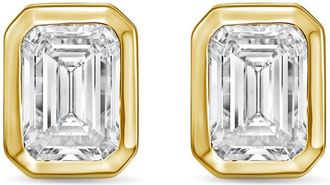 Diana M. Jewels 14Kt Yellow Gold 1.50 cts Lab Grown Emerald Diamond Bezel Studs