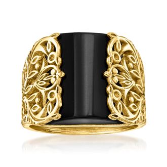 Ross-Simons Onyx Openwork Ring in 18kt Gold Over Sterling