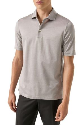 Eton Filo Di Scozia Jacquard Polo in Light Beige at Nordstrom, Size Xx-Large