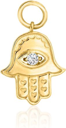 RS Pure by Ross-Simons Diamond Hamsa Hand Hoop Charms in 14kt Yellow Gold