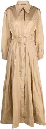 Alberta Ferretti taffeta drawstring-waist maxi dress - women - Silk/Acetate/Polyester/Cupro - 44 - Neutrals