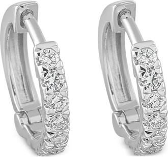 Luxury Bazaar Orecchini a cerchio in oro bianco 18 carati con diamanti - Argento