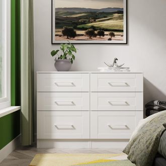 Welcome Furniture Malton Ready Assembled 6 Drawer Wide Chest in White Ash - Welcome Furniture | TJ Hughes