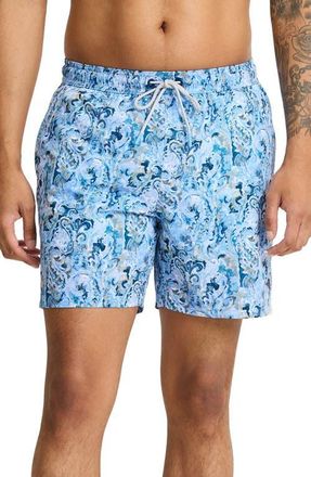 Tommy Bahama Naples Tidal Echoes 6-Inch Performance Swim Trunks in Clear Sky Blue at Nordstrom, Size Xx-Large