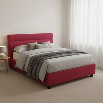 Dmora Cama De Plaza Y Media Briosco, Colch&oacute;n Incluido, Desenfundable Made In Italy, Con Caj&oacute;n, Rojo
