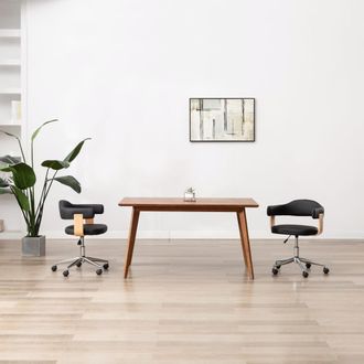vidaXL Sillas De Comedor Giratorias 2 Unidades Cuero Sint&eacute;tico Negro Vidaxl