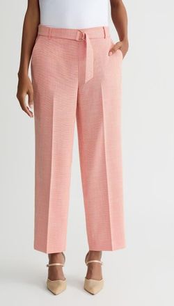 Kasper Belted Elastic Back Straight Leg Ankle Pants in Mandarin/Vanilla Ice at Nordstrom, Size X-Small