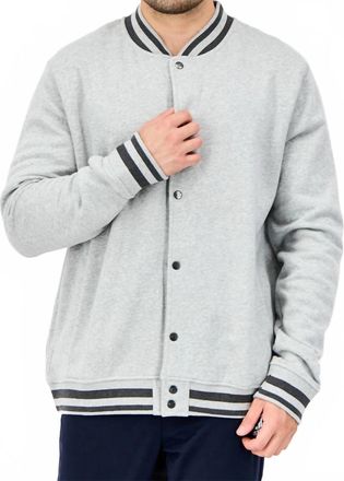 Champion Snap Up Athletic Wear Varsity Bomber Jacket In Light Gray