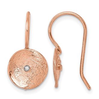 Diamond2Deal 14K Rose Gold Brushed Circle Shephard Drop Dangle Earrings