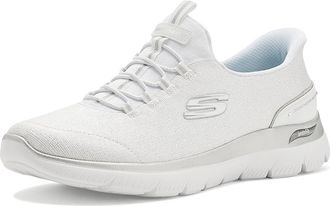 Skechers Arch Fit Summits Hands Free Slip-Ins Womens Shoes White/Silver : 10.5 B - Medium, Textile