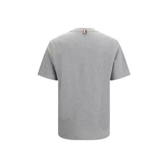 Thom Browne Ribbed Crew Neck Cotton T-Shirt - Gray
