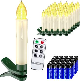 Deuba Set De 20/30/40 Velas Led Inal&aacute;mbricas Con Control Remoto Temporizador 8 Funciones Y Pilas Incluidas - Blanco/multicolor 30 Pzs / Blanco C&aacute;lido + Pila