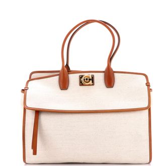 Ferragamo Studio Soft Satchel Canvas Large