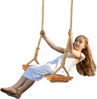 OEM Columpio De Madera Para Exteriores, Ideal Para Ni&ntilde;os Y Adultos. Columpio De &Aacute;rbol Con Asiento De Madera, Ajustable Y Resistente, Con Cuerda De Yute. S