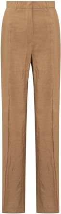 Max Mara Rechte Broek - Dames - Straight fit broeken - Bruin - L - Broeken