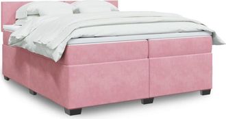 vidaXL Cama Box Spring Con Colch&oacute;n Terciopelo Rosa 200x200 Cm Vidaxl