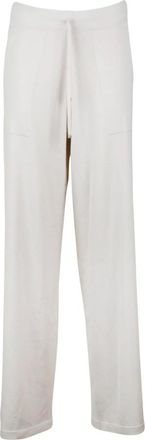 Eleventy Gebreide broek - Dames - Wijde Broeken - Beige - S - Wol - Broeken