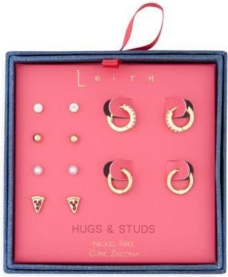 Leith 6-Pack Pizza Assorted Earrings Set in Red Multi- Gold at Nordstrom Rack