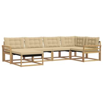 vidaXL Conjunto De Sof&aacute;s De Exterior Con Coj&iacute;n 6 Pcs Y Beige Vidaxl