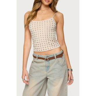Edikted Vallie Grommet Crop Camisole in Beige at Nordstrom, Size X-Small